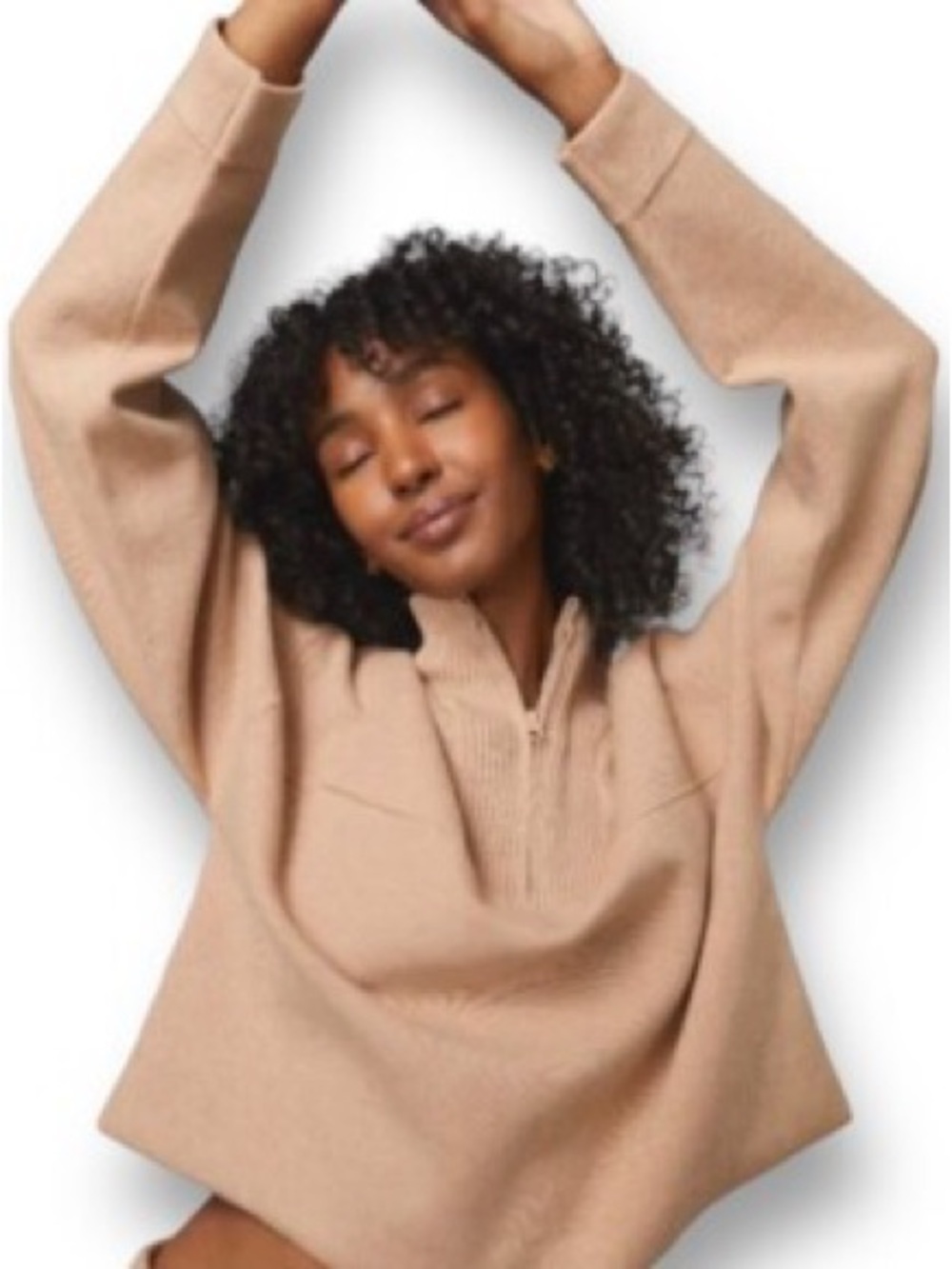 Lunya Cozy Cotton Silk Pullover 1/4 Zip Sweater